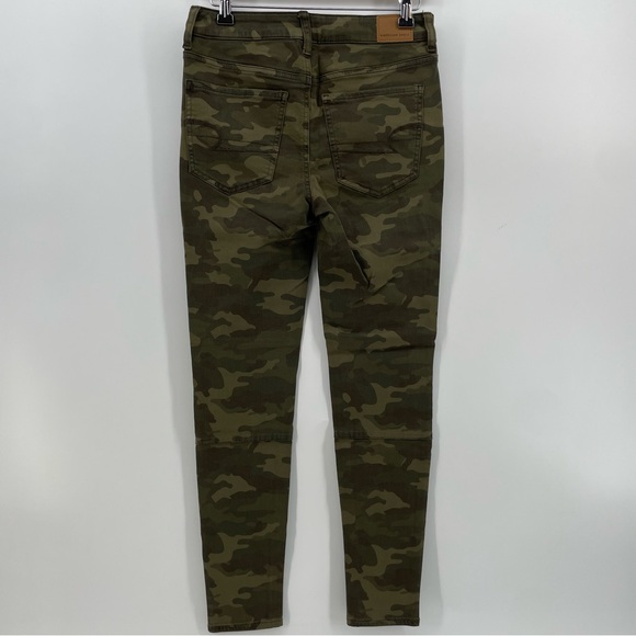 AEO American Eagle Hi-Rise Jeggings Olive Green Camo Super Stretch 6 - Picture 4 of 8